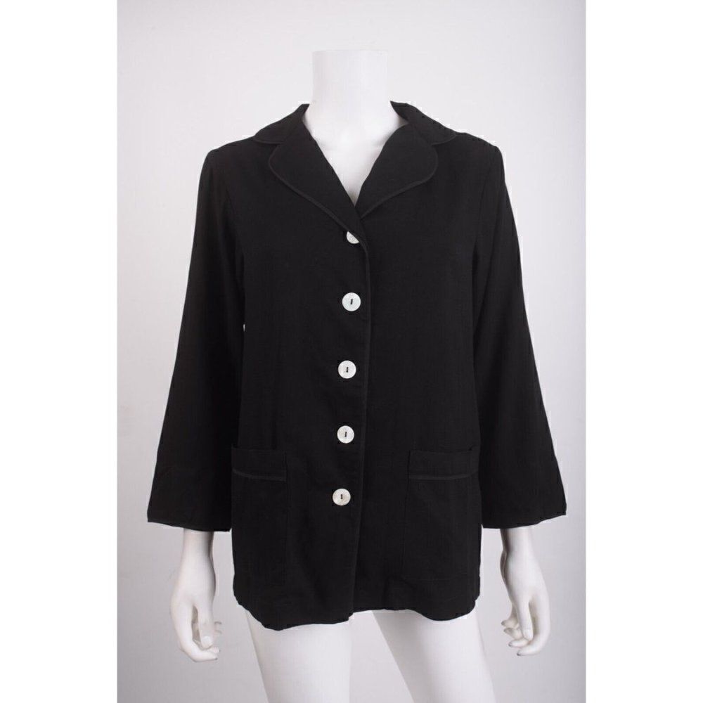 Sleeper Womans Lounge Pajama Top PJS Shirt Size XS Black Button Front NWT